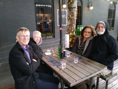 2019-11-14 A Cold dinner at Moonee Ponds
It was a Saturday evening and my brother Terry and his wife Diane were down from Darwin, so out to dinner the 4 of us went in Moonee  Ponds. Being a Saturday evening, we could only get an outside table and it was COLD! Needless to say, it was not a long dinner outing!
