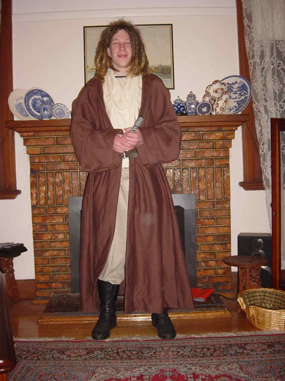Matt in fancy dress as a Jedi knight - but the hair is real!