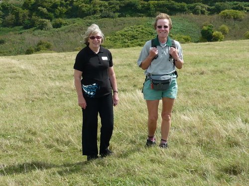 Lois and Jill hiking on the Isle of Wight