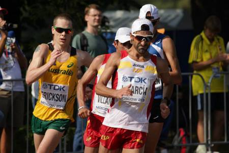 August 2013 - Chris walking in the World Champs in Moscow