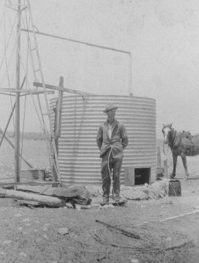 1940s Erik Gunnar Erickson in outback Australia
Erik Gunnar arrived in Fremantle (Western Australia) in 1929 as an 18 year old, having travelled via America where he had stayed for a short time. Speaking hardly a word of English, he somehow made his way to the farm to which he had been sent and he spent the next few years there working for what amounted to bed and board. Teaming up with some other young men, he drifted into drilling and eventually made this his career, working in many wild places in Australia and New Guinea.
