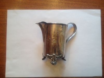 1870 - silver can gift given to tutor E. Eriksson by grateful parents in Ulriksdal
This is a much better photo of the silver vase presented "To Schoolteacher E. Eriksson". We know he taught at two different Swedish castles - Ulriksdal and Drottningholm.


